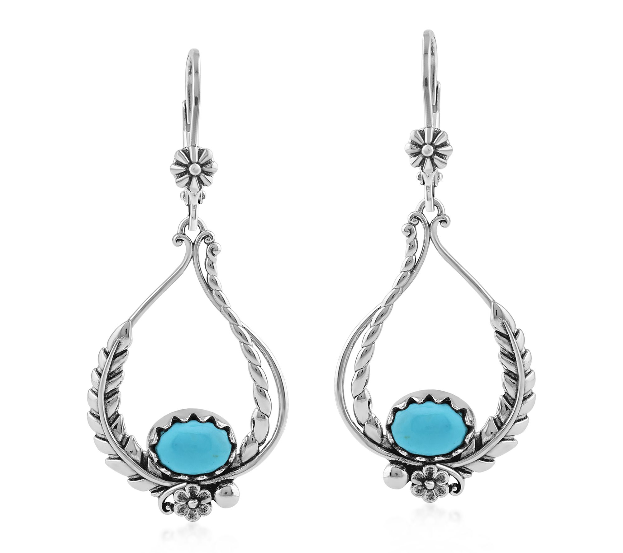 American West Sterling Vine & Leaf Gemstone Earrings