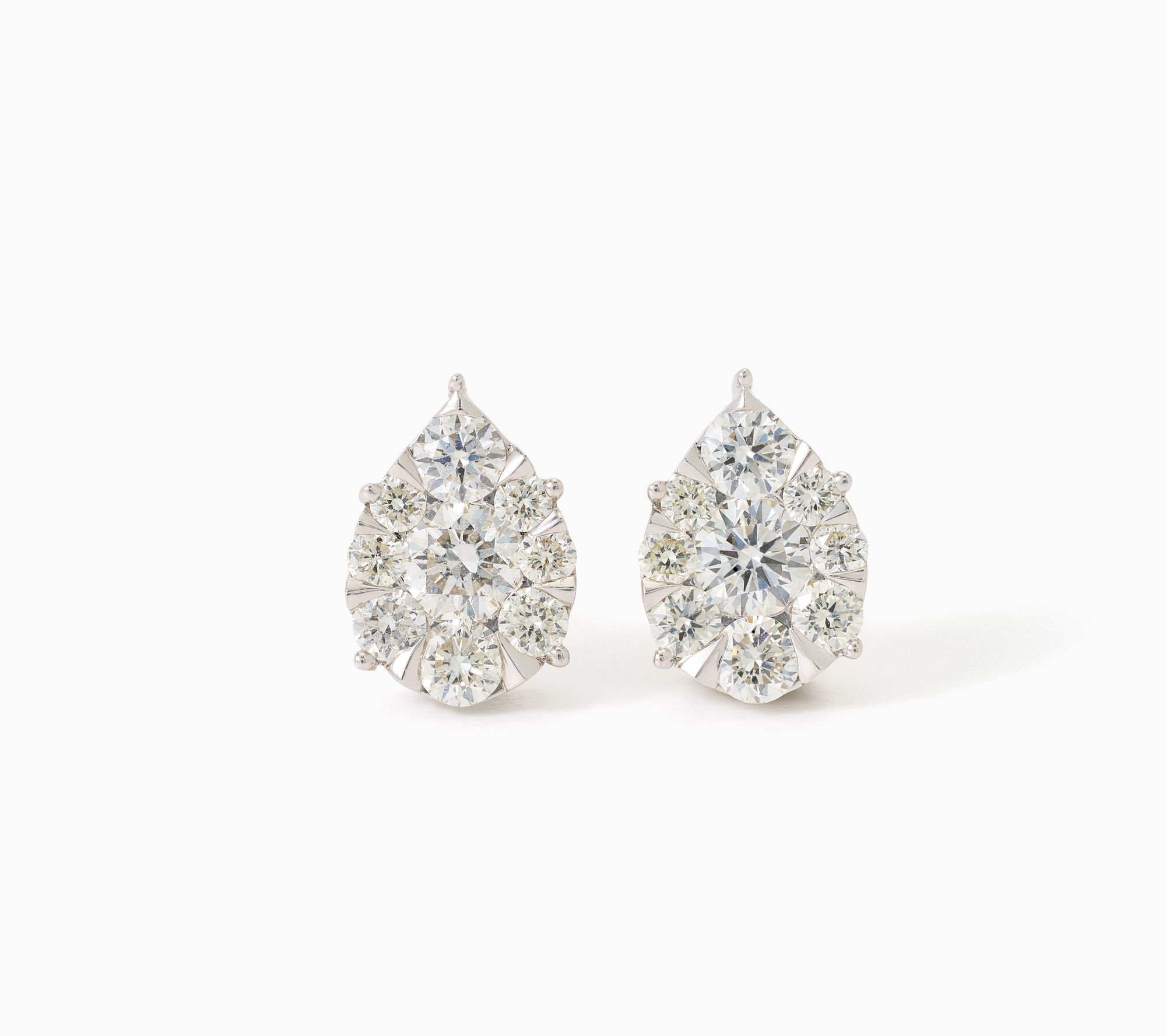 John Digangi VS Diamonds 1.00 cttw Pear Frame Round Cut Studs, 14K Gold