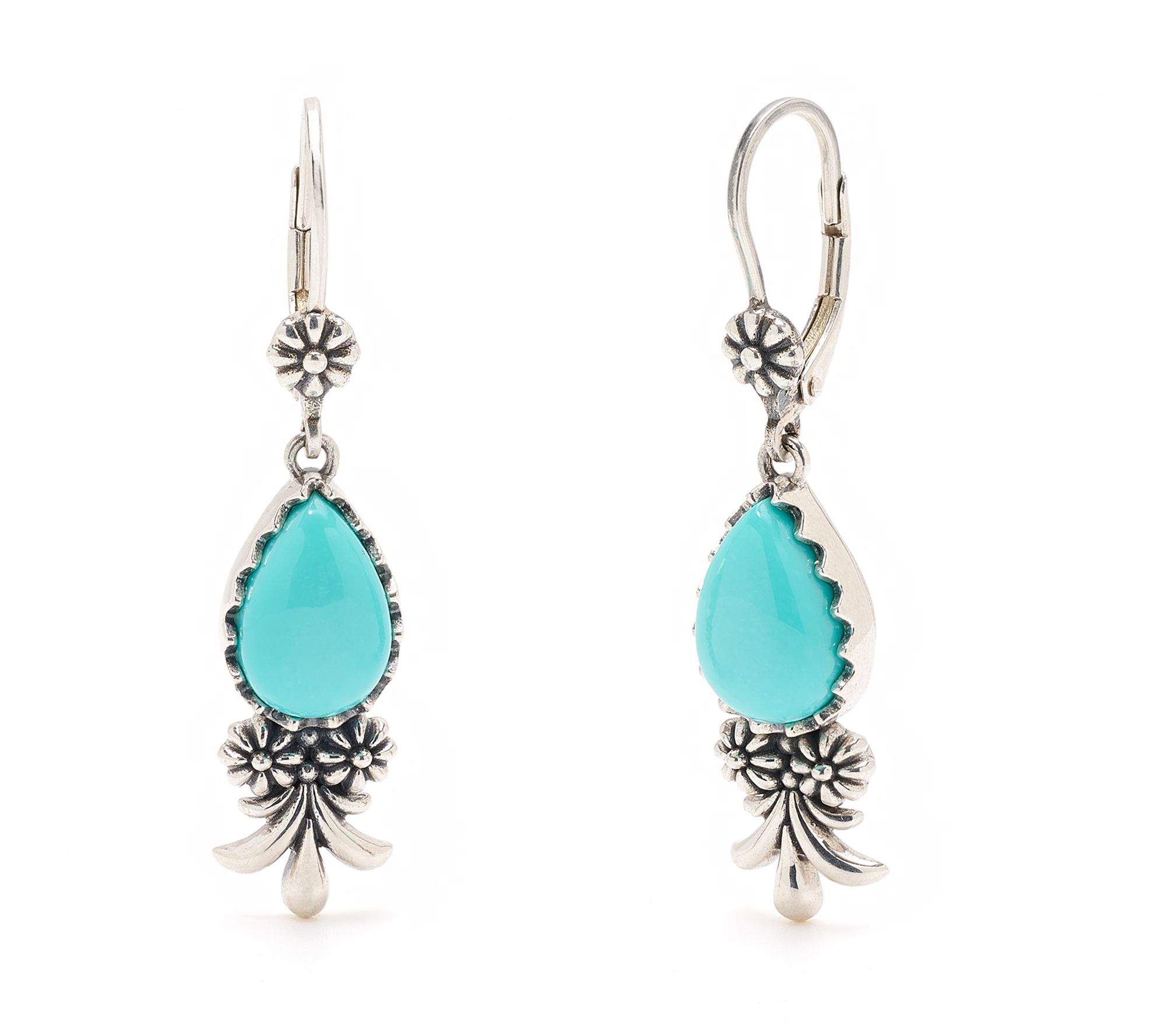 American West Sterling Pear Kingman Turquoise Squash Earrings