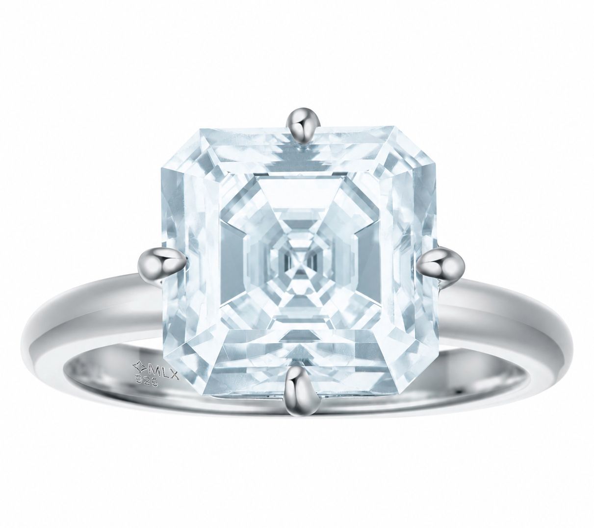 『Maison RING SV』 Moissanite Luxe 5.40 cttw Blue Solitaire Ring,Sterling - QVC.com