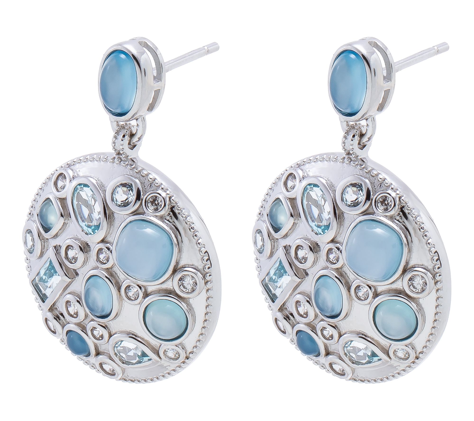 Affinity Gems Multi-Gemstone Disc Dangle Earrings, Sterling