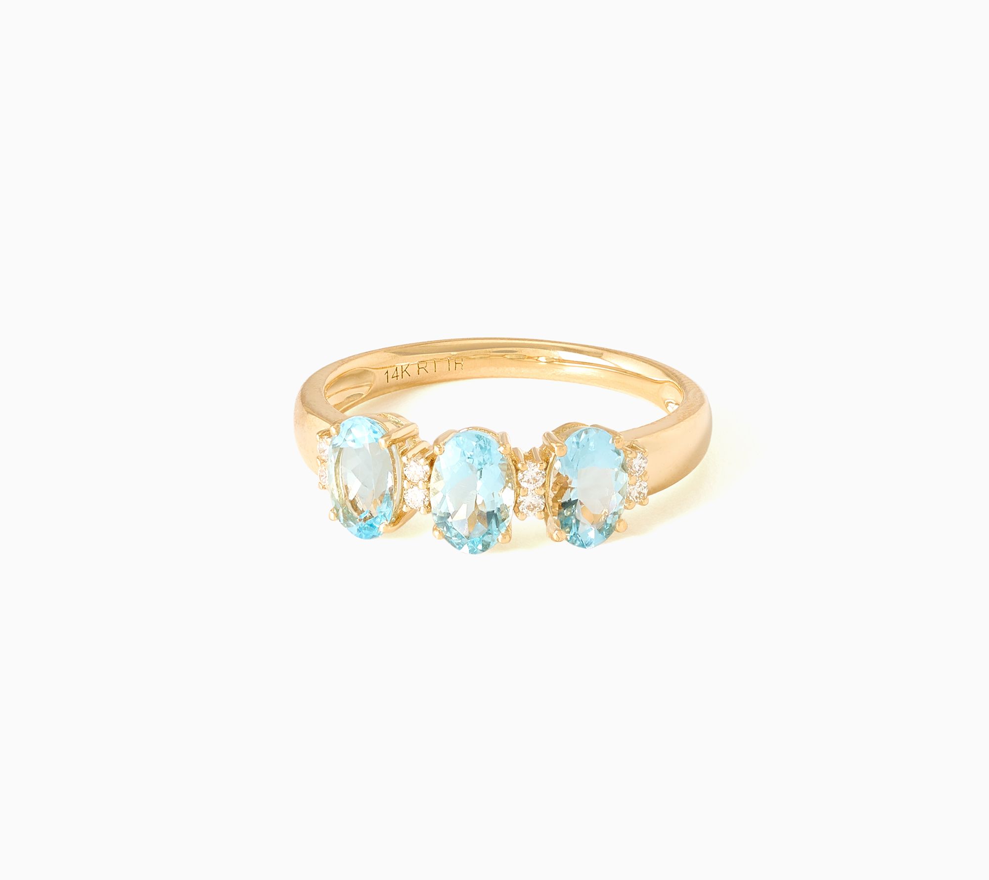 Color by Jeff Moseley 1.00 ctw 3-Stone Aquamarine Ring 14K Gold