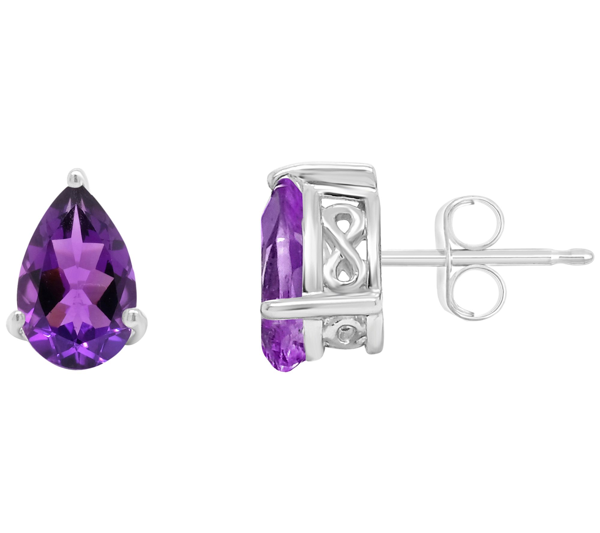 Sterling Silver Pear-Shaped Gemstone Stud Earrings