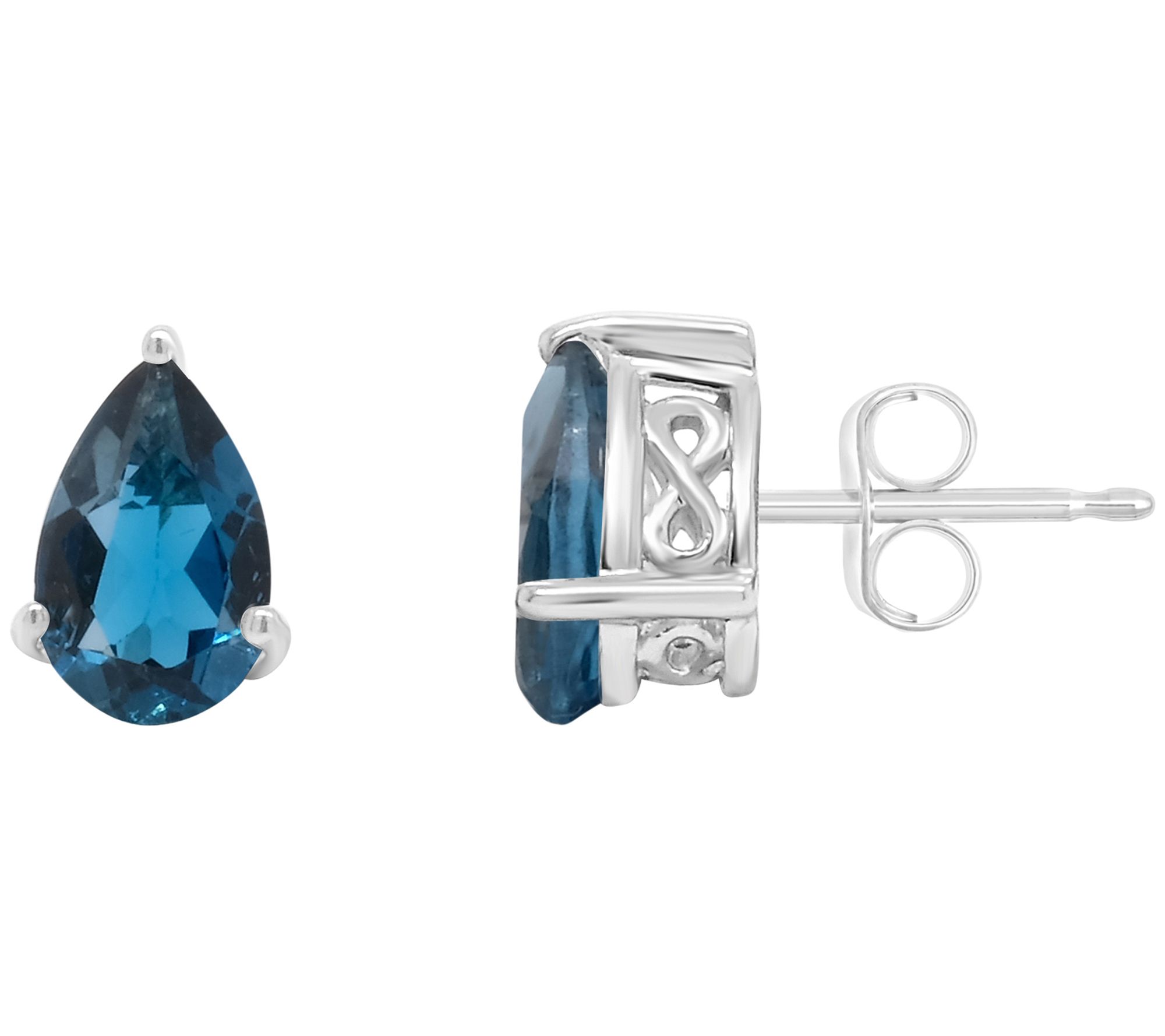 Sterling Silver Pear-Shaped Gemstone Stud Earrings