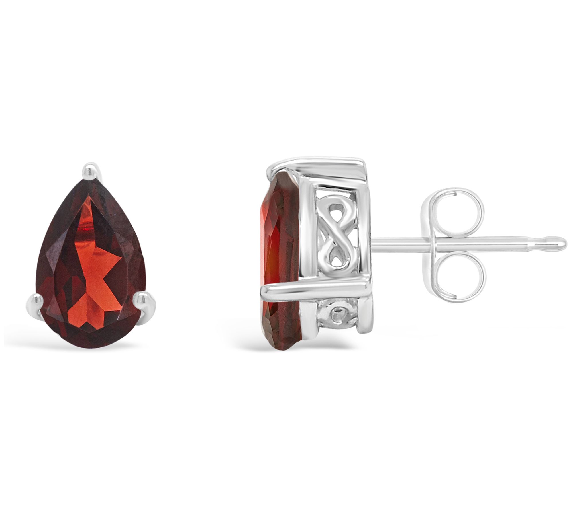 Sterling Silver Pear-Shaped Gemstone Stud Earrings