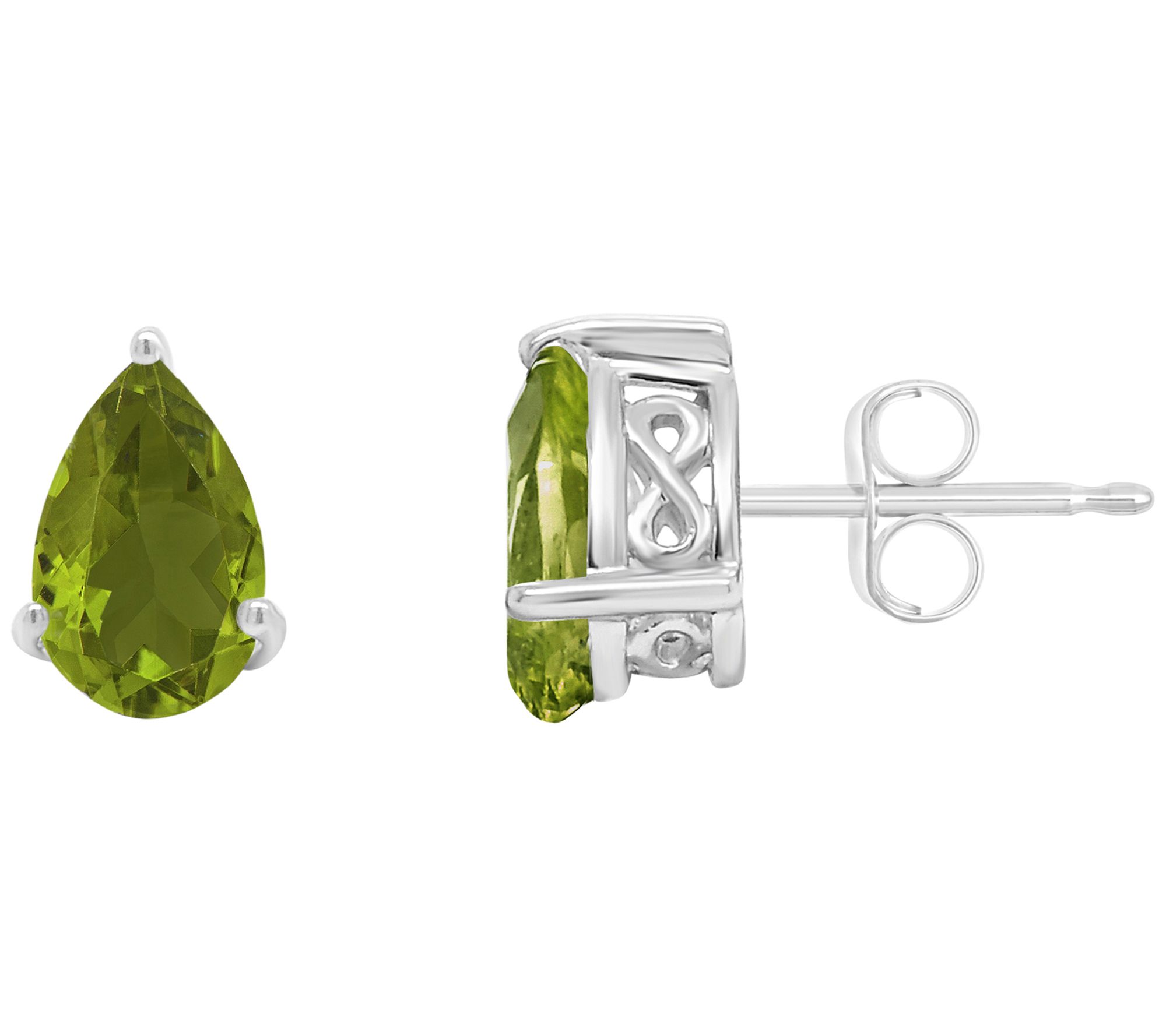 Sterling Silver Pear-Shaped Gemstone Stud Earrings
