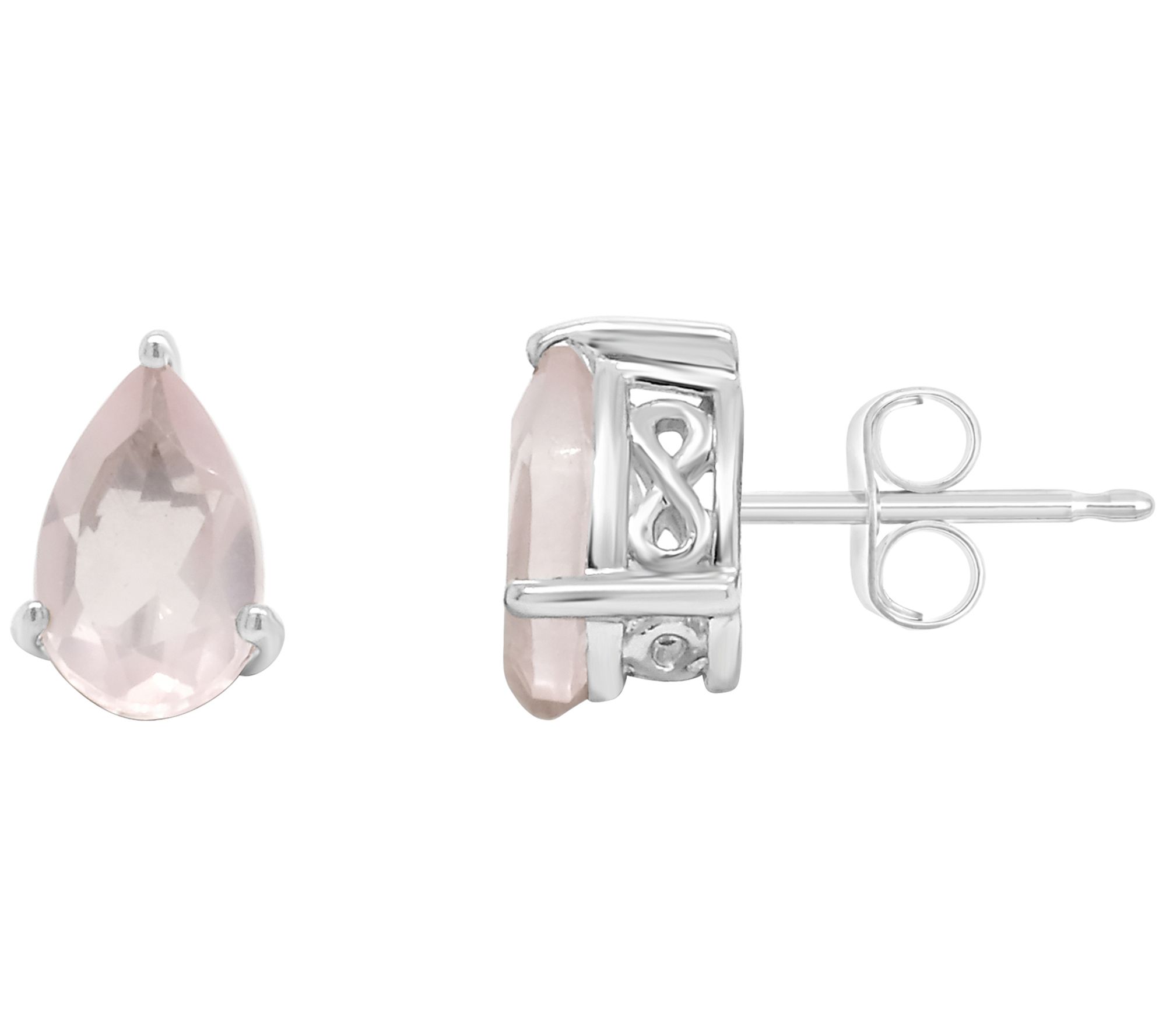 Sterling Silver Pear-Shaped Gemstone Stud Earri  ngs