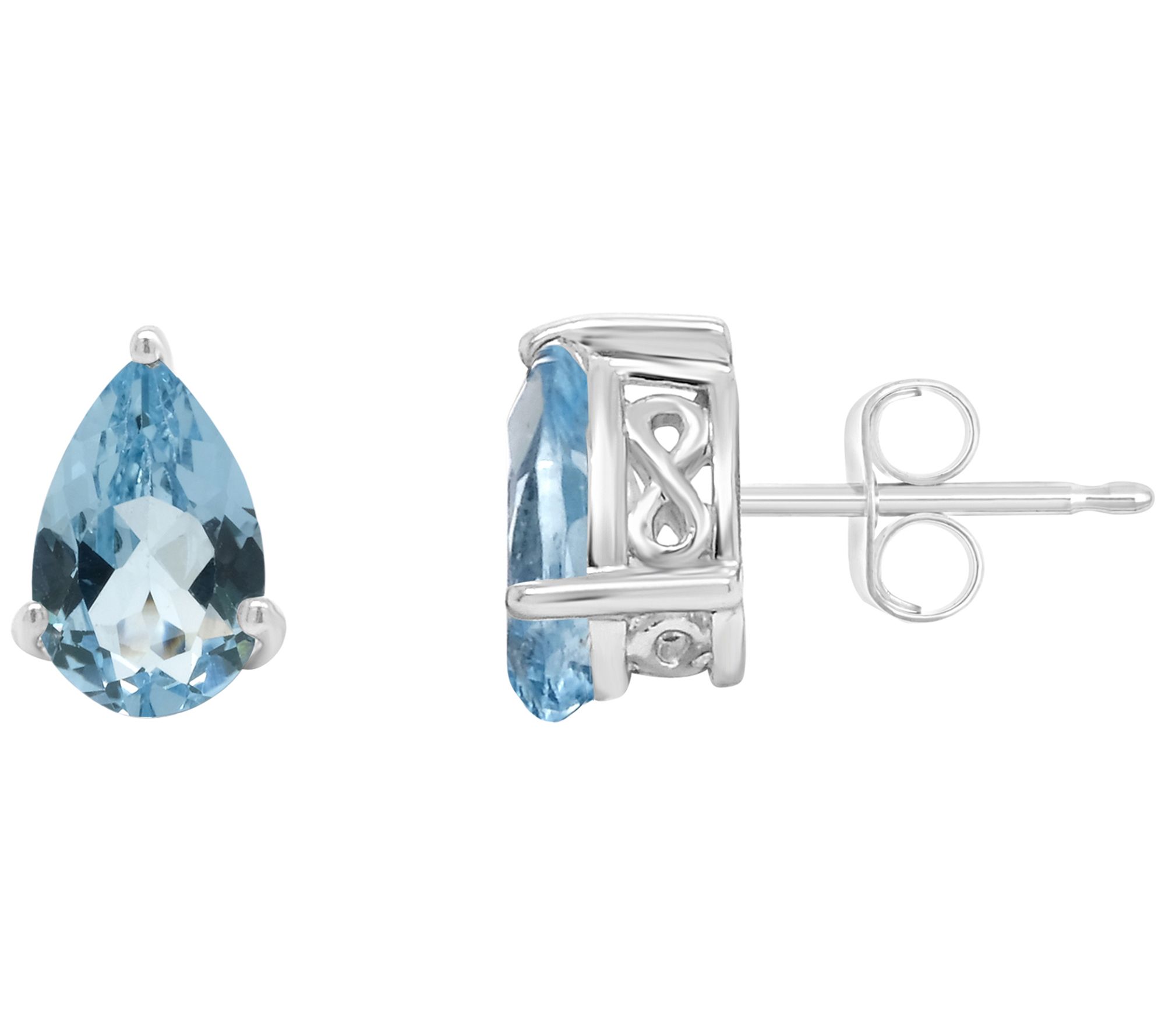 Sterling Silver Pear-Shaped Gemstone Stud Earrings