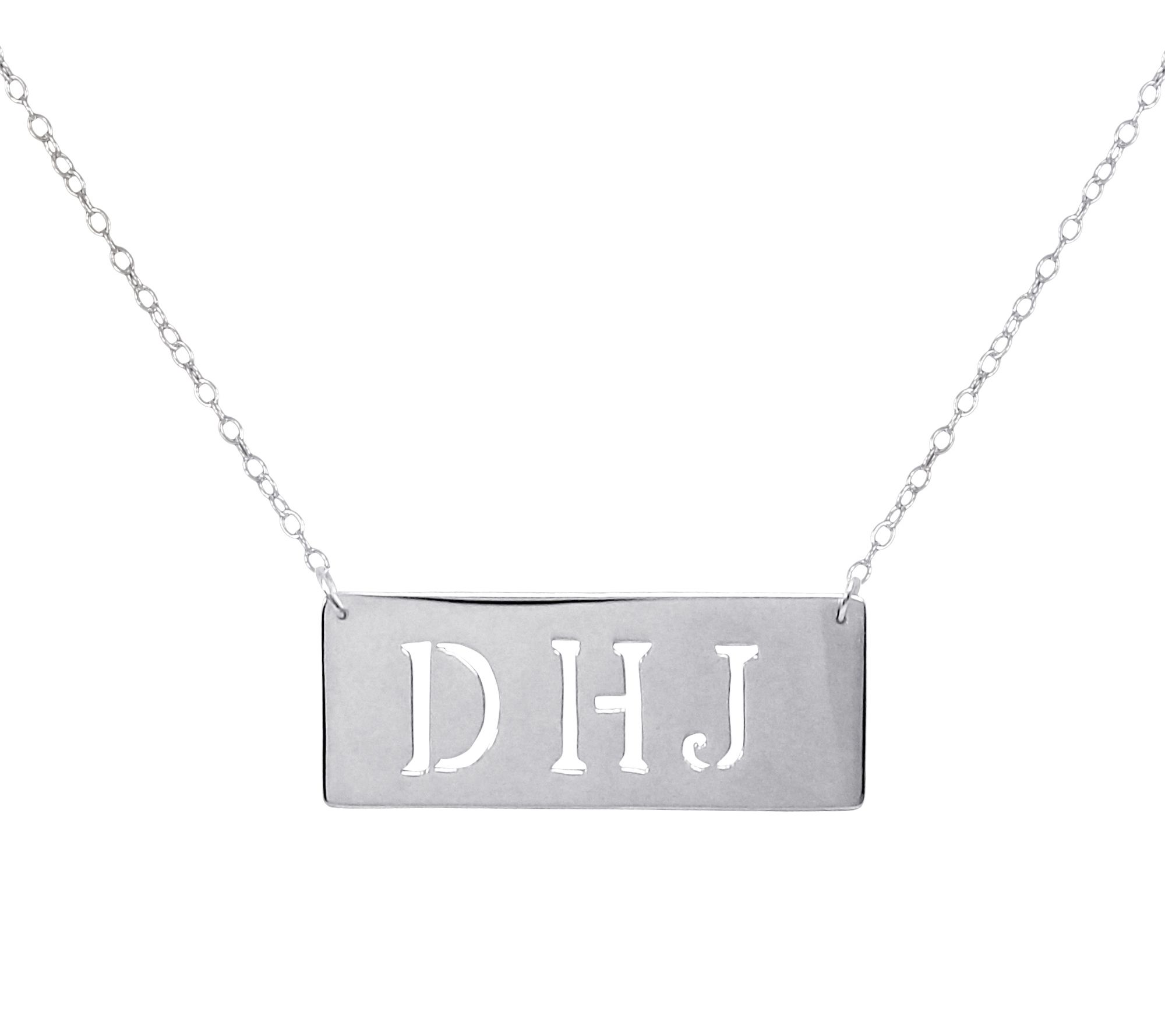 Fine Silver Bar Necklace, Silver Monogram Necklace, Personalized