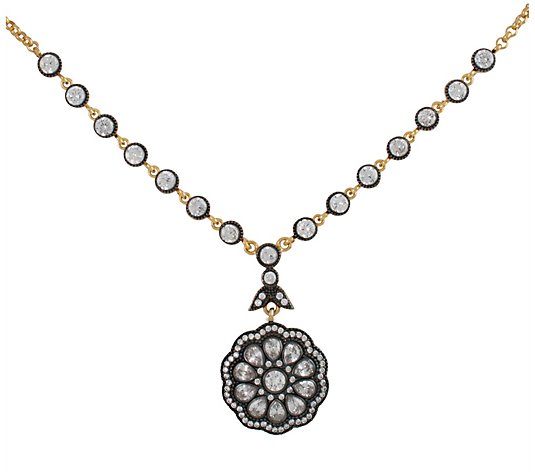 14K Gold Plated Sterling Cubic Zirconia Floral Necklace