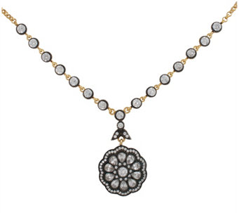 14K Gold Plated Sterling Cubic Zirconia F loralNecklace