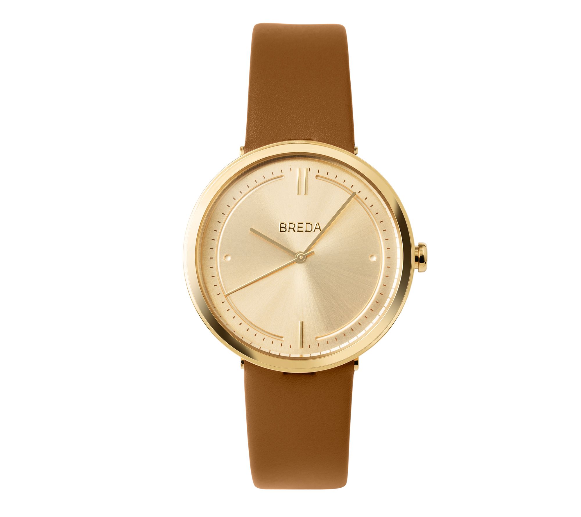 BREDA Women's Agnes 18K Gold-Plated Brown Leather Watch - QVC.com