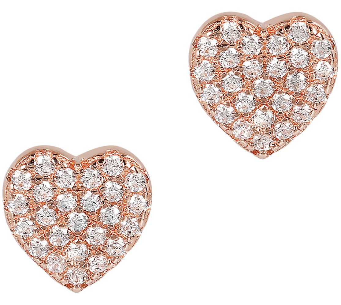 Diamonique 0.25 cttw Heart Stud Earrings, Sterling Silver