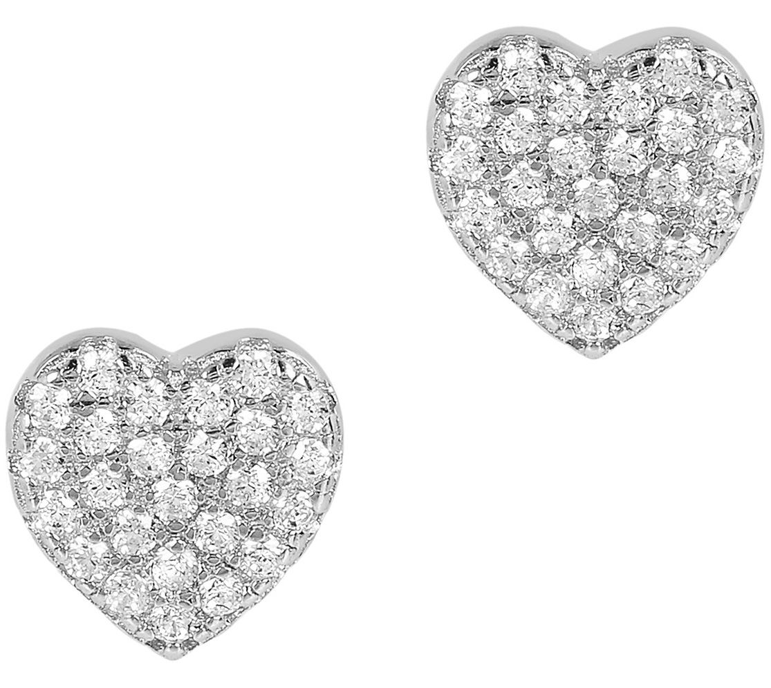 Diamonique 0.25 cttw Heart Stud Earrings, Sterling Silver