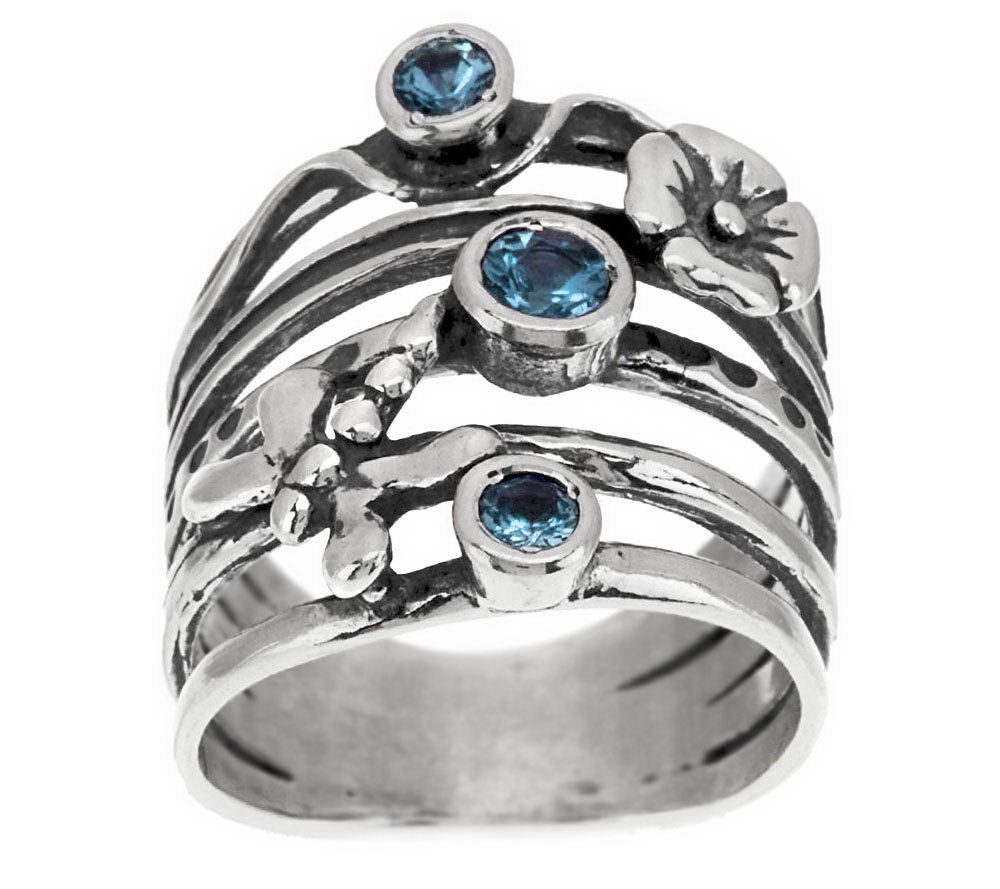 Or Paz Sterling Silver Gemstone Textured Ring - QVC.com
