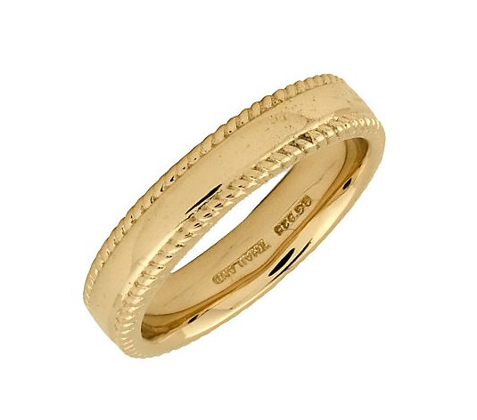 Simply Stacks Sterling 18K Yellow Gold-Pltd 4.25mm Ribbed Rin