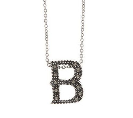 Suspicion Sterling Marcasite Initial Pendant with Chain