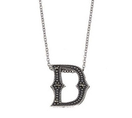 Suspicion Sterling Marcasite Initial Pendant with Chain