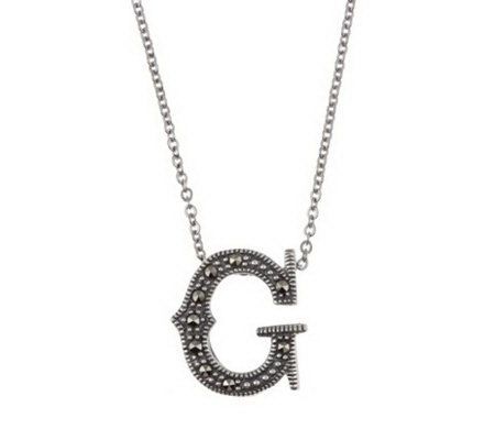 Suspicion Sterling Marcasite Initial Pendant with Chain
