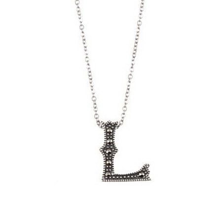Suspicion Sterling Marcasite Initial Pendant with Chain