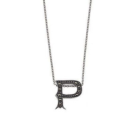 Suspicion Sterling Marcasite Initial Pendant with Chain