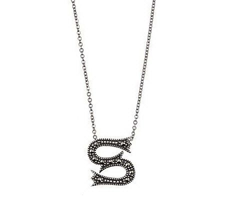 Suspicion Sterling Marcasite Initial Pendant with Chain