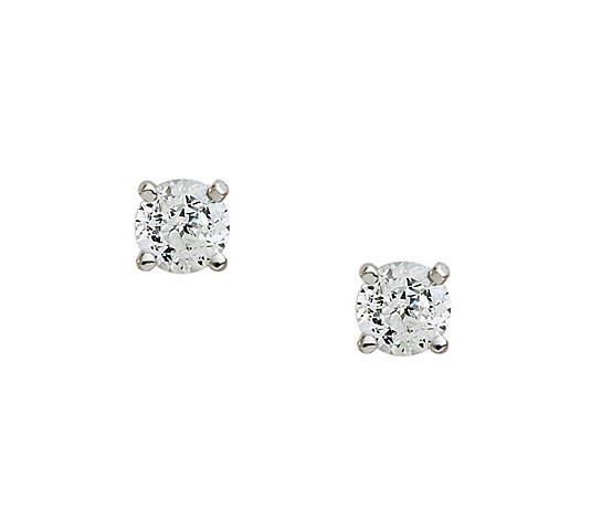Diamonique 100-Facet Round Stud Earrings, Platinum Clad - QVC.com