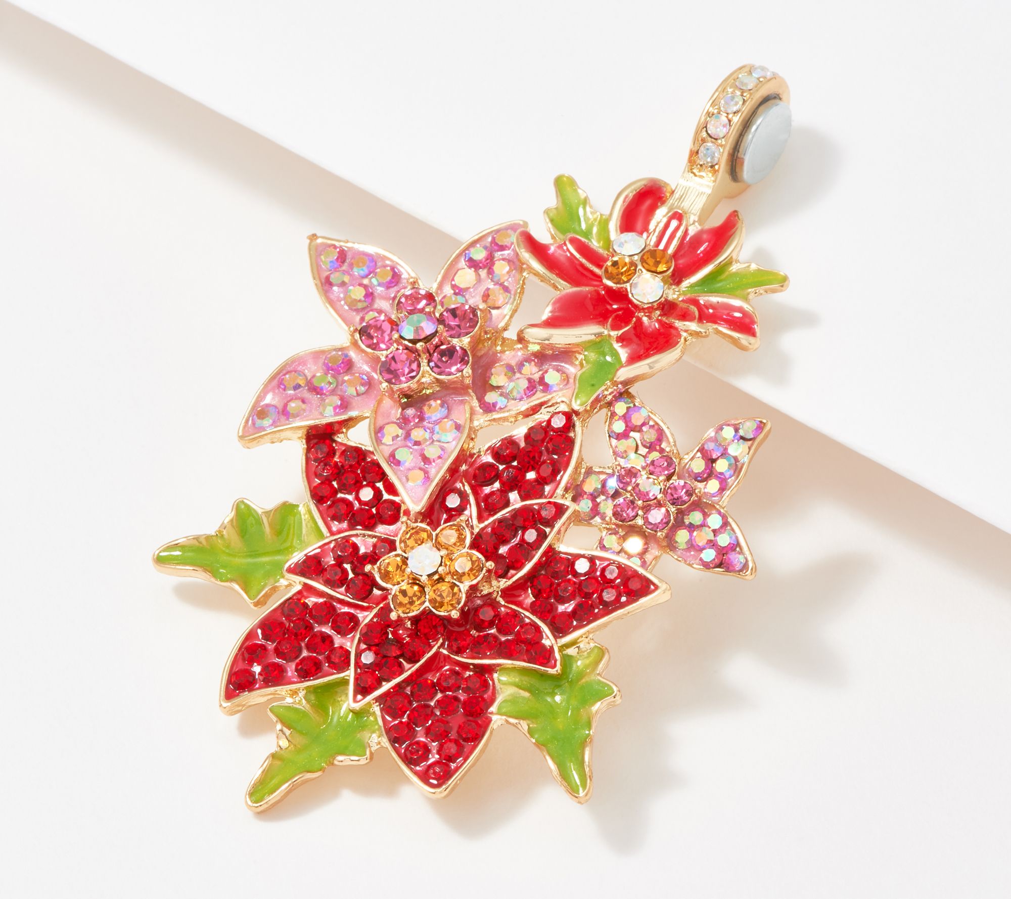 Goldtone Kirks Folly Poinsettia Christmas Leverback Earrings 