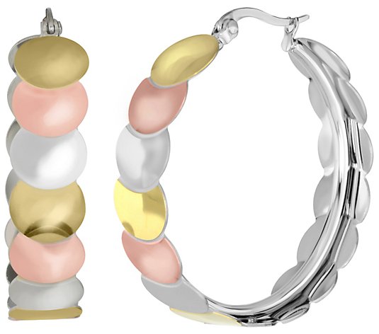 Steel by Design Tri-Color Disc Hoop Earrings