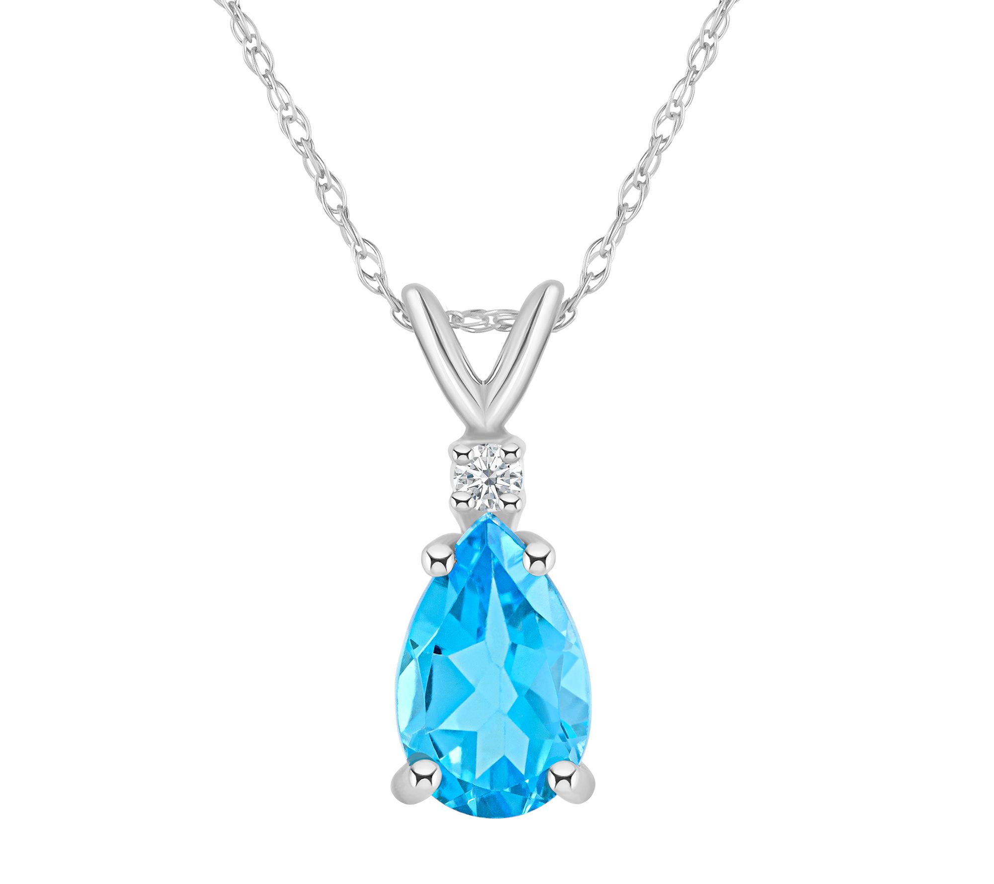 14K Gold 1.40 cttw Blue Topaz & Diamond Acc ent Pendant