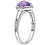 Sterling Silver 1.05 cttw Amethyst Heart Halo Ring, 1 of 2
