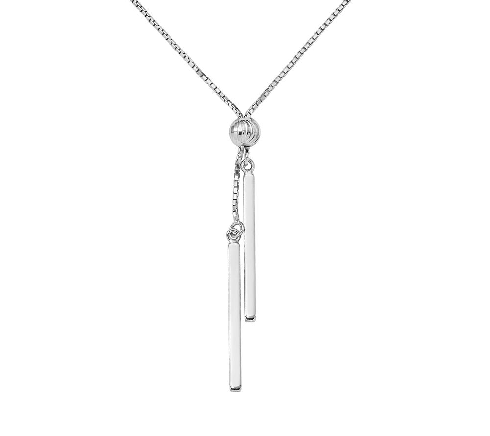 Italian Silver Bar Lariat Necklace, Sterling, 6.4g