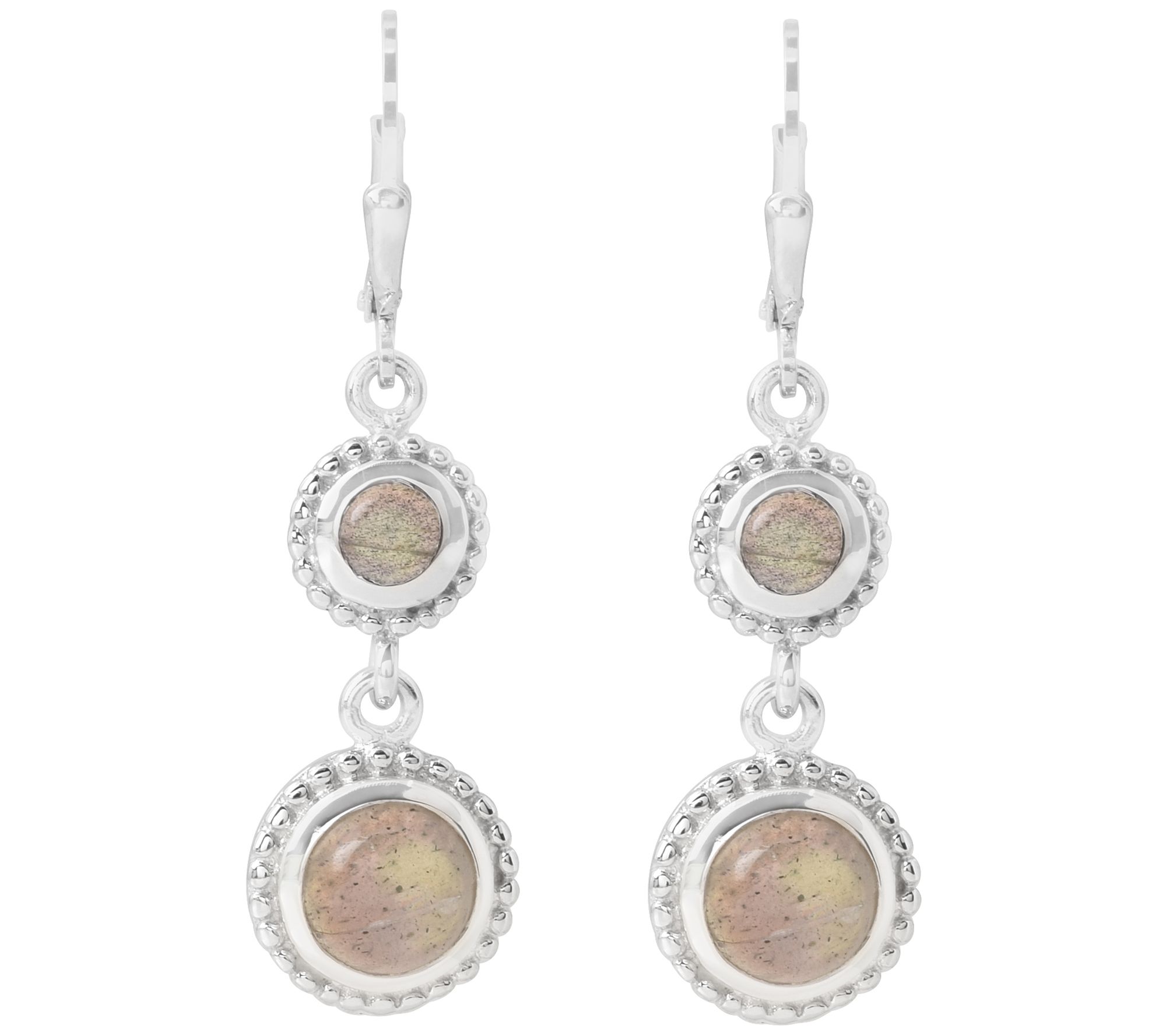 Sterling Silver Two Tier Labradorite Dangle Earrings