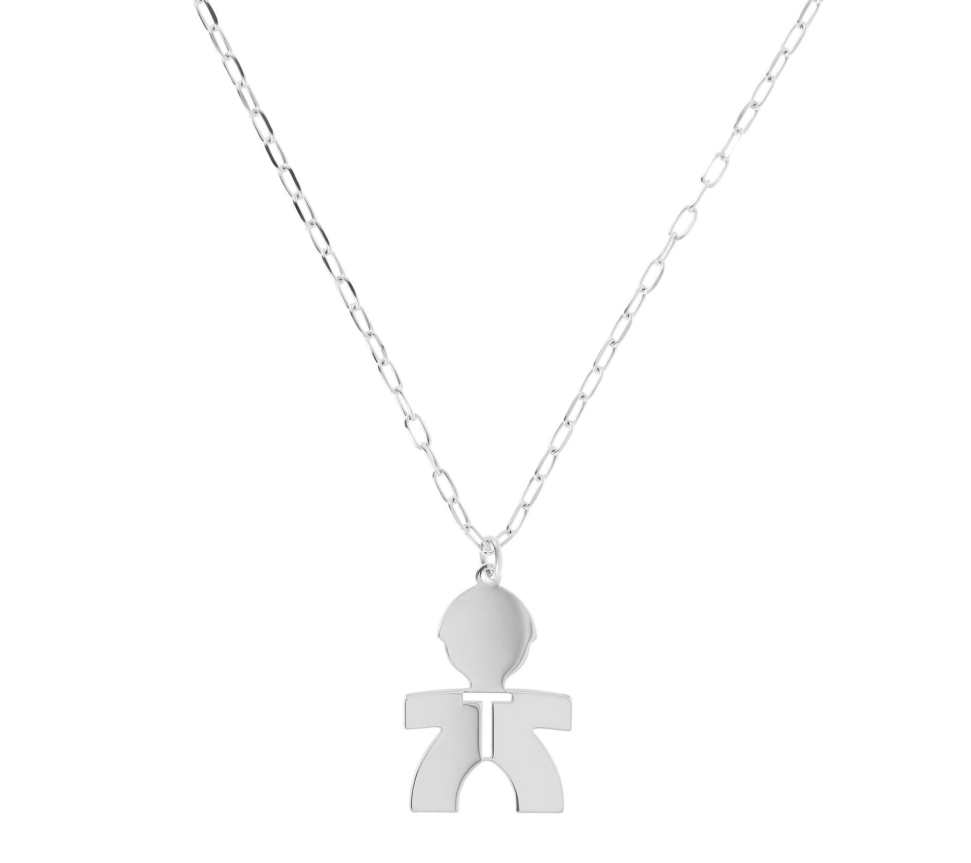 Italian Silver Boy Initial Pendant w/ Papercl ip Link Chain