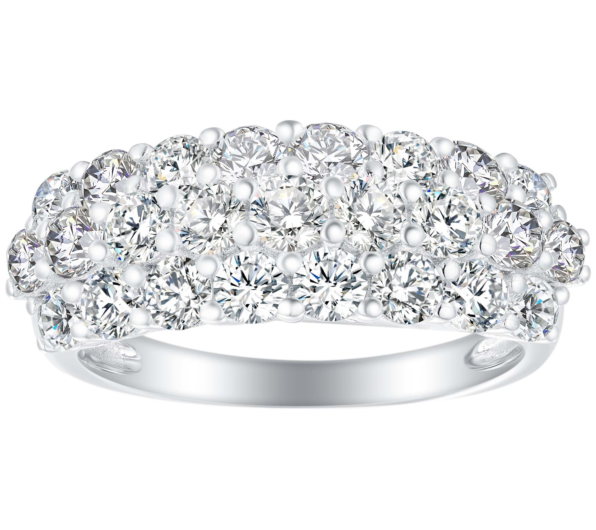 Diamonique 2.05 cttw 3-Rows Graduated Band, Sterling Silver