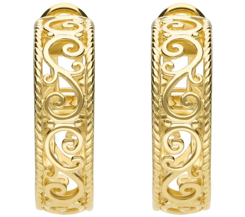 Elyse Ryan 14K Gold Clad Sterling Scroll Hoop E arrings
