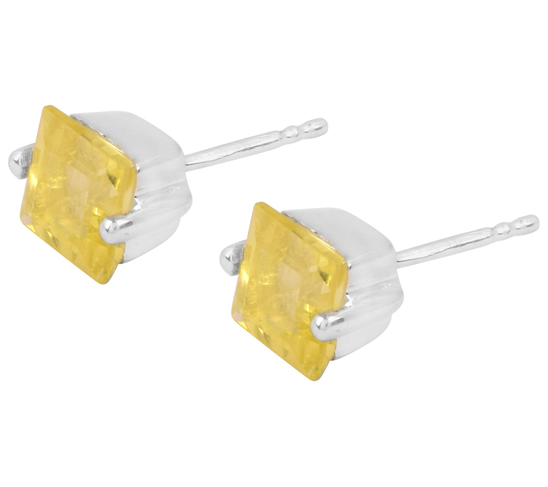 Affinity Gems Sterling Square Lemon Quartz StudEarrings
