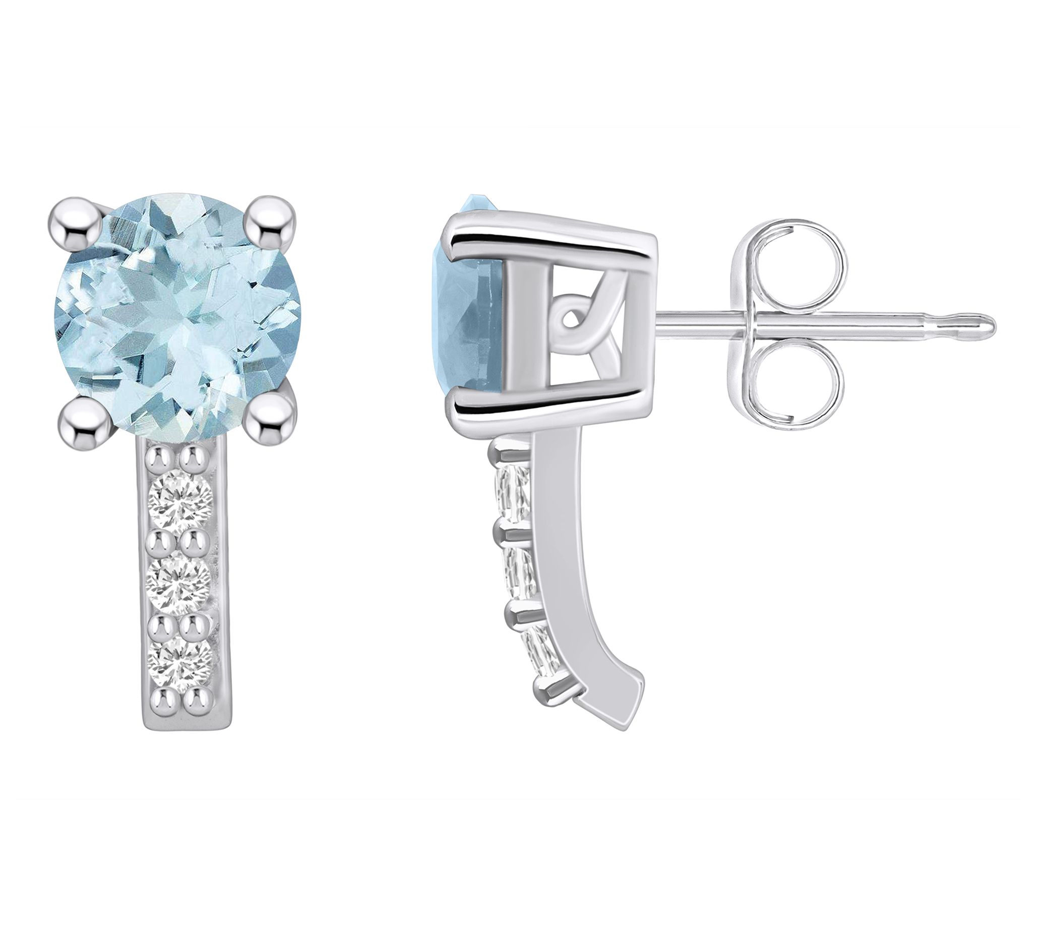 Affinity Gems 14K White Round Gemstone 0.10 cttDiamond Studs