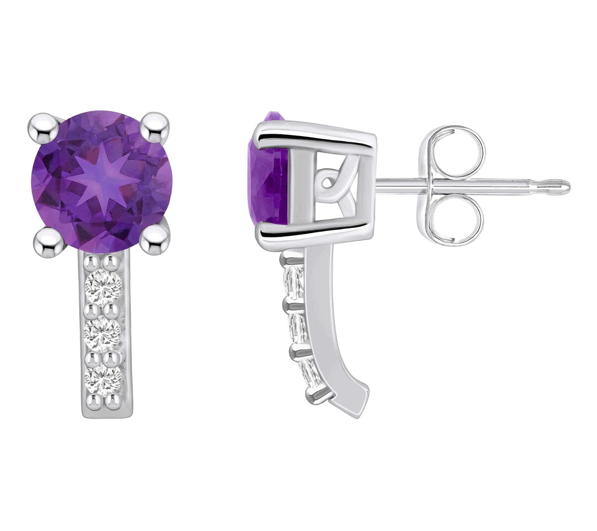 Affinity Gems 14K White Round Gemstone 0.10 ctt  Diamond Studs