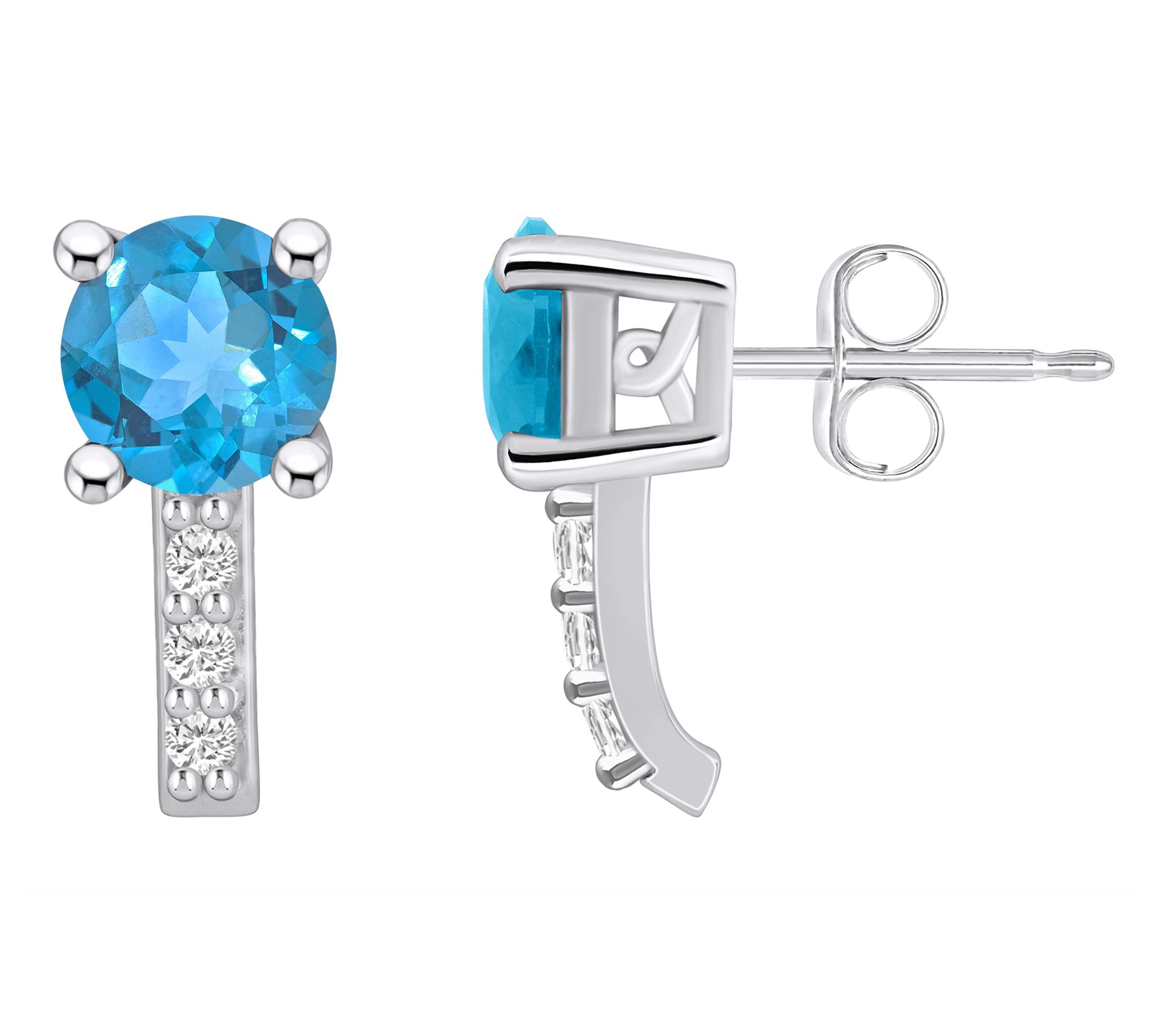 Affinity Gems 14K White Round Gemstone 0.10 cttDiamond Studs