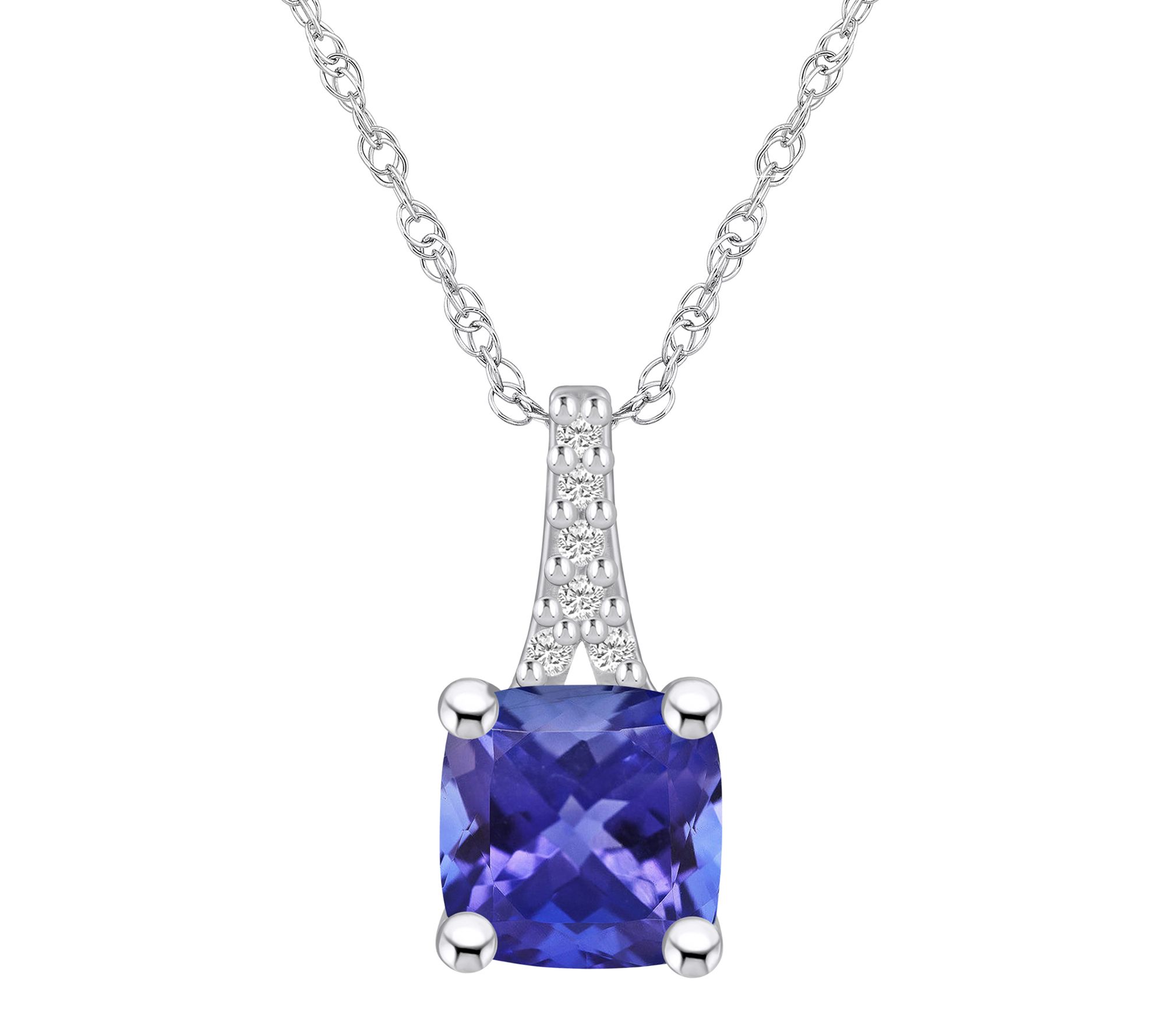Affinity Gems Tanzanite & Diamond Pendant w/ Chain, 14K Gold