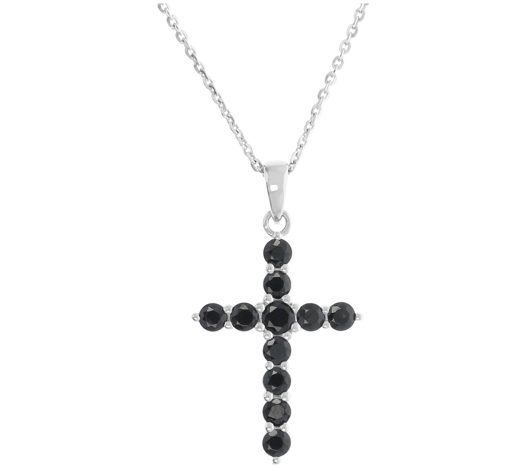 Diamonique 1.50 cttw Cross Pendant w/ Chain, Sterling Silver