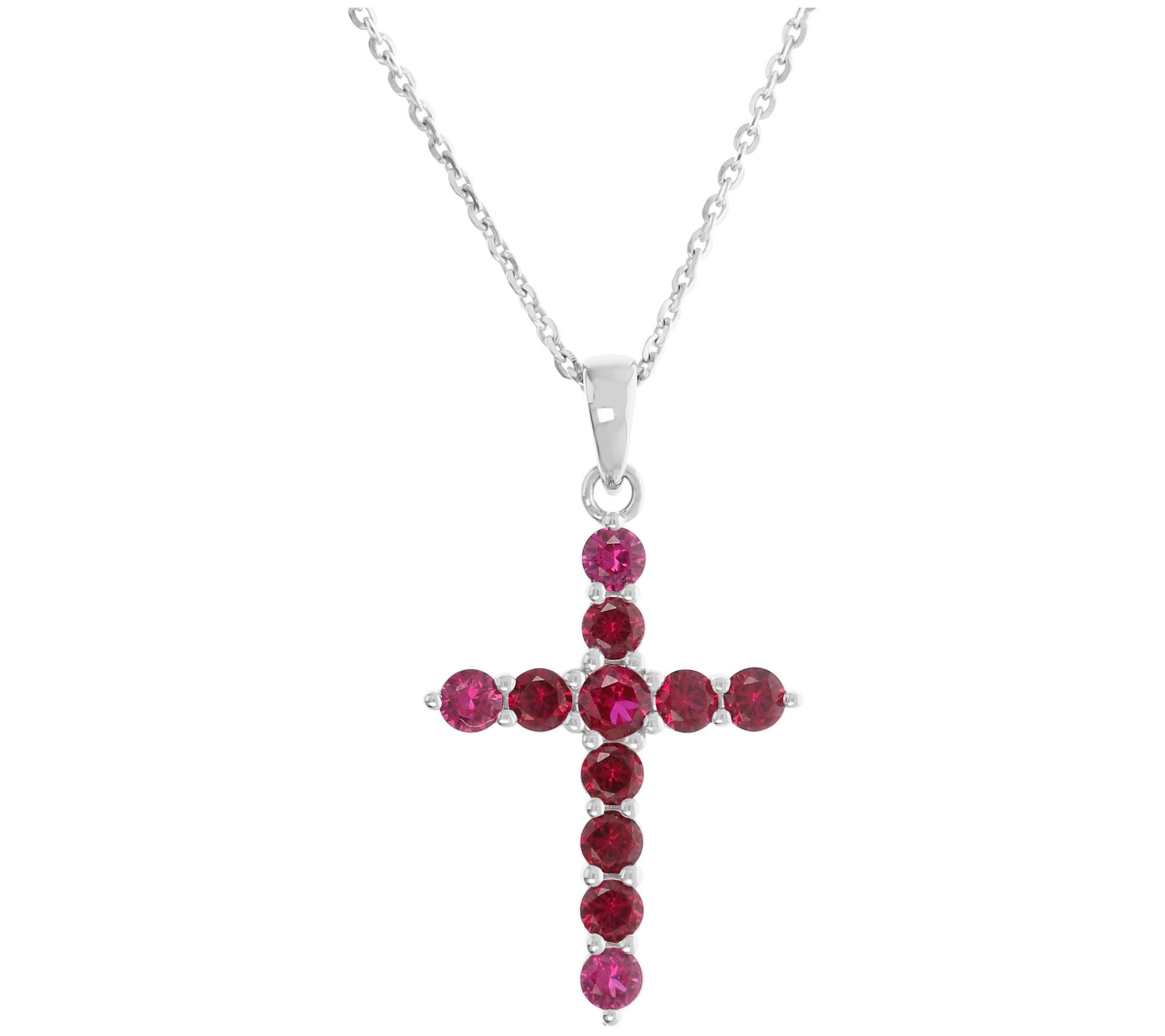Diamonique 1.50 cttw Cross Pendant w/ Chain, Sterling Silver