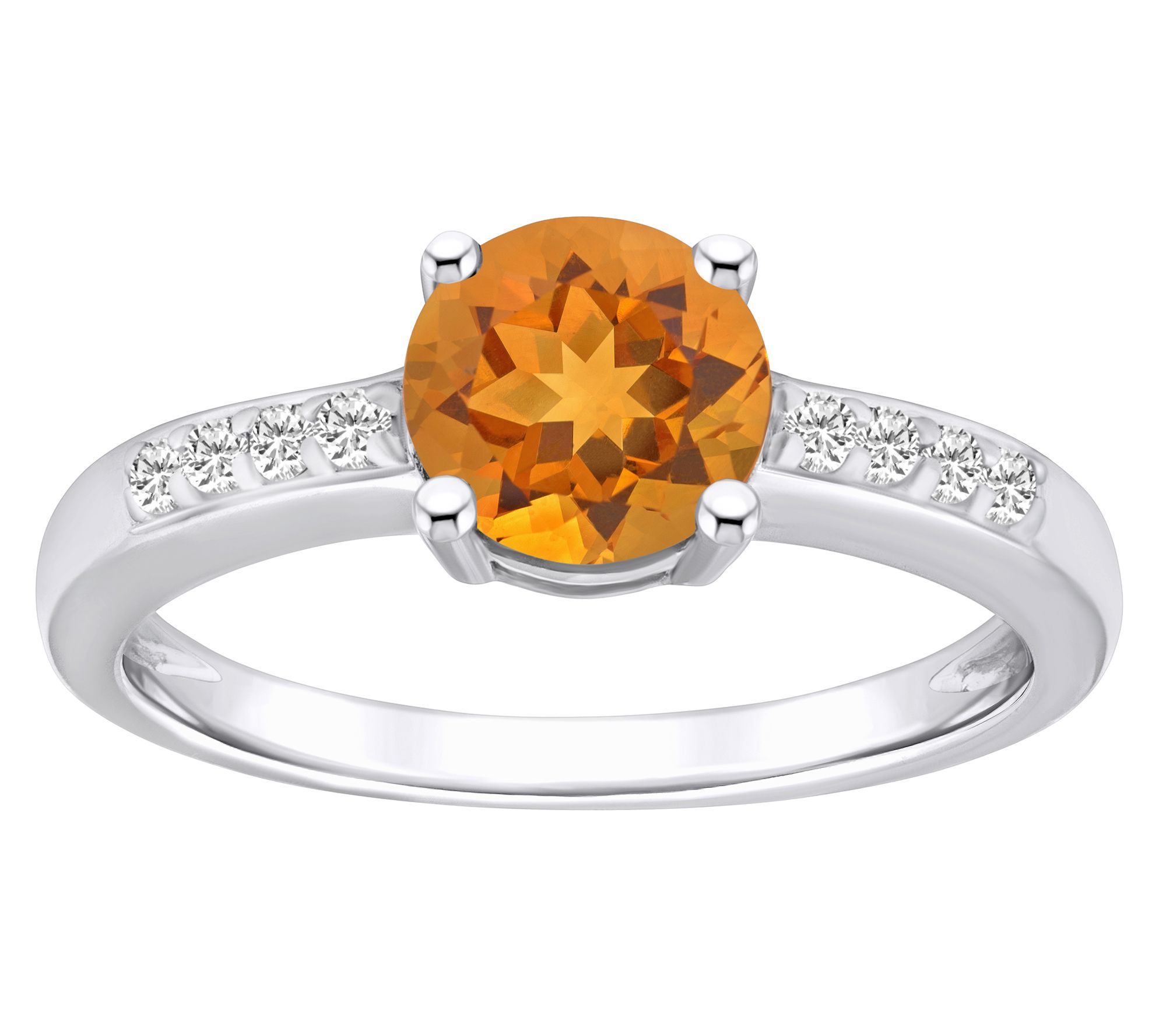 Affinity Gems Round Gemstone & Diamond Ring, 14K White Gold