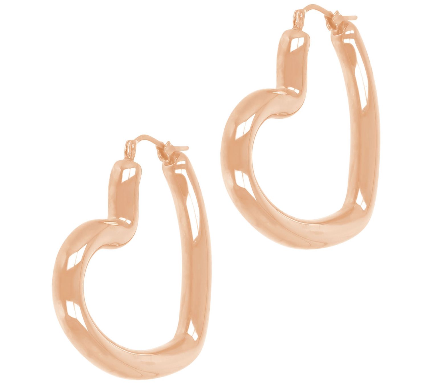 BellaOro Polis hed Heart Hoop Earrings, 14K G old Over Resin