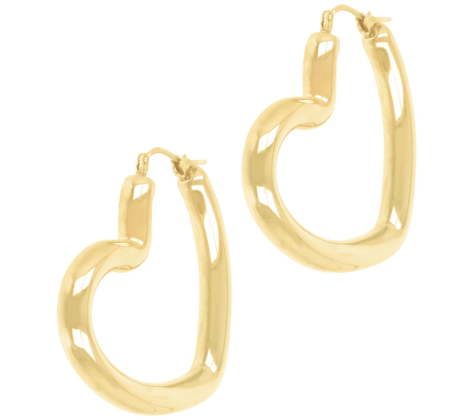 BellaOro Polis hed Heart Hoop Earrings, 14K G old Over Resin