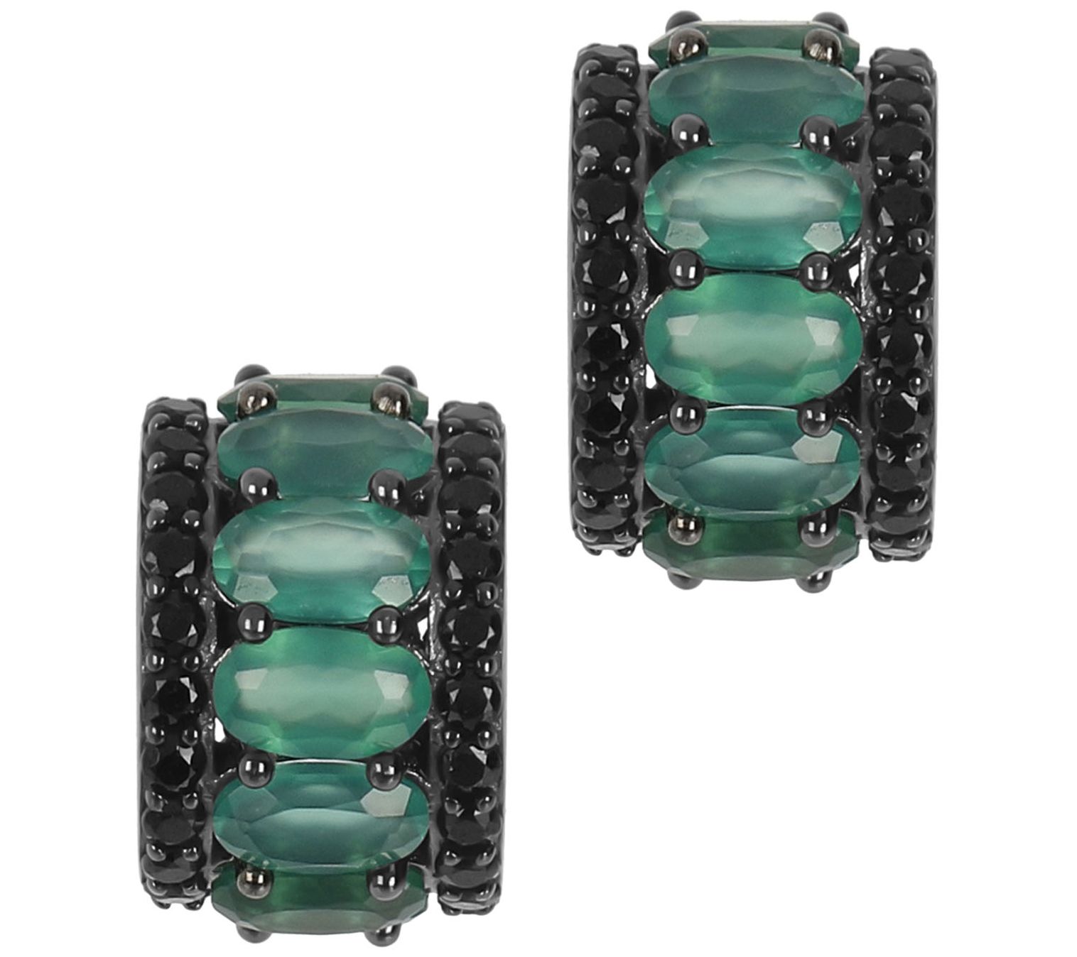 Mistero Gemstone Half-Hoop Earrings, Sterling