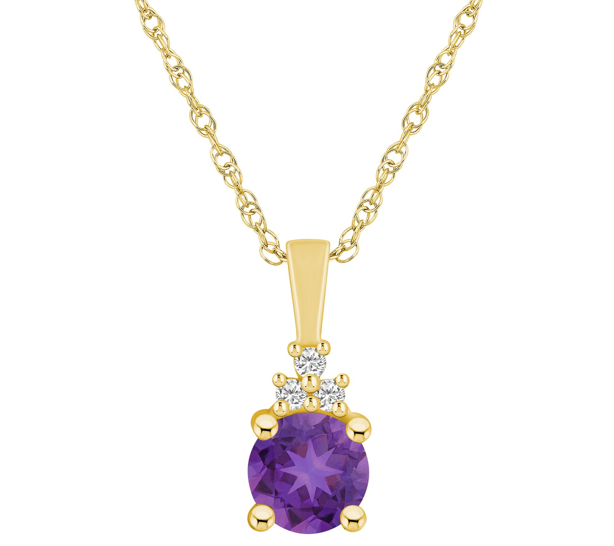 Affinity Gems Round Gemstone & Diamond Pendant w/ Chain, 14K