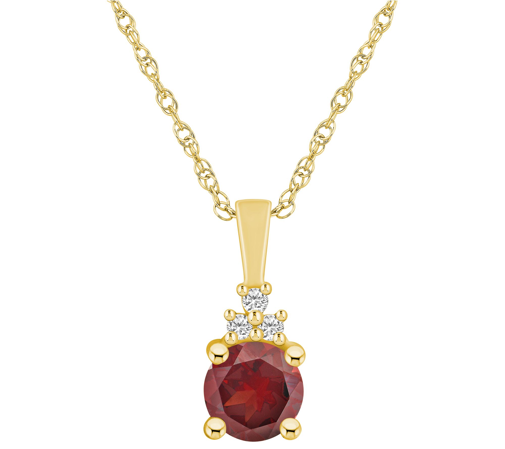 Affinity Gems Round Gemstone & Diamond Pendan t w/ Chain, 14K
