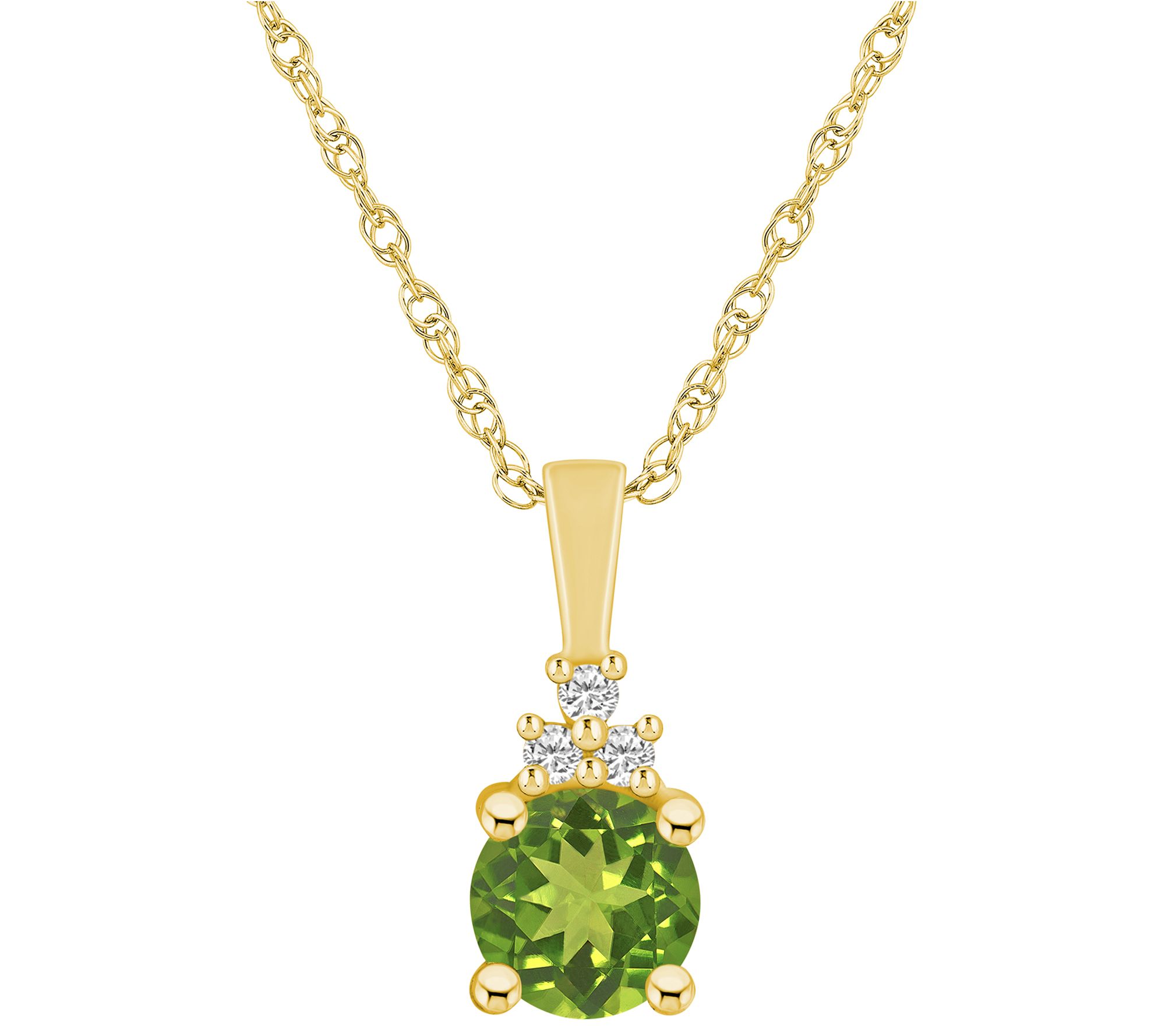 Affinity Gems Round Gemstone & Diamond Pendant w/ Chain, 14K